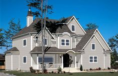 this is an artist's rendering of a house in the country style with large porches