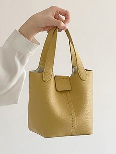 Trendy Yellow Leather Box Bag, Rectangular Solid Color Hobo Bag For Errands, Spring Yellow Square Shoulder Bag, Spring Square Yellow Shoulder Bag, Rectangular Solid Color Hobo Bag, Yellow Square Shoulder Bag With Adjustable Strap, Trendy Yellow Shoulder Bag, Spring Solid Color Hobo Bag For Daily Use, Trendy Yellow Satchel With Double Handle