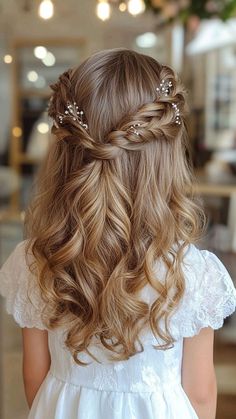 Wedding Hairstyles For Junior Bridesmaid, Hairstyles For Junior Bridesmaids, Braids With Space Buns, Junior Bridesmaid Hairstyles, Medium Boho Braids, Junior Bridesmaid Hair, Wedding Hairstyles For Girls, Kids Wedding Hair, Kids Hairstyles For Wedding