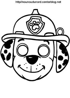 a coloring page with a fireman's dog wearing a hat and holding a paw