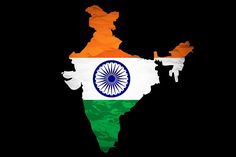 india map with flag on black background