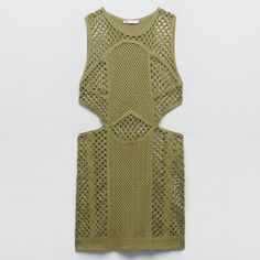 Nwt Olive Unlined Crochet Dress W/ Waist Cut Outs, L Brand New Zara Cut Out Crochet Dress In Khaki Green, L Round Neckline Sleeveless Dress W/ Waist Cutouts Unlined Mixture Of Cotton (60%) & Acrylic (40%) Thanks For Looking!!! Stretch Open Knit Summer Dress, Summer Stretch Open Knit Dress, Summer Pointelle Knit Crochet Dress, Sleeveless Stretch Crochet Dress With Hollow Out Details, Stretch Sleeveless Crochet Dress With Hollow Out, Summer Pointelle Knit Crochet Mini Dress, Fitted Open Knit Sleeveless Mini Dress, Spring Open Knit Stretch Dress, Fitted Sleeveless Open Knit Mini Dress