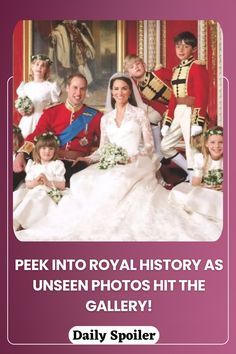 the royal family posing for a photo in their official wedding dress and tiara, with caption