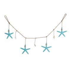 blue starfish string lights on a white background