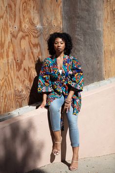 This is a kimono-style jacket with a relaxed, dropped shoulder,front patch pockets,wide sleeves and a detachable self-tie belt .- Ankara oversized Kimono. Its oversized nature will give you a sophisticated and elegant look.-You can style with skinny pants, leggings, denim pants, shorts, skirts, etc -It can be worn as a robe,swim/beach cover up.- This kimono jacket is one size fit all- This jacket is a loose fit- This Jacket is available in different prints - This jacket is not lined- This jacket Ankara Kimono Dress, Ankara Kimono Style, Big Pant, African Kimono, Ankara Kimono, Yellow Kimono, Oversized Kimono, Ankara Jackets, Kimono Style Jacket