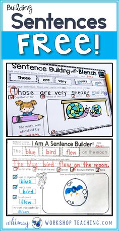 the sentence worksheet for students to use in their writing and spelling skills, including