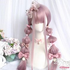 Qteee - Loleta Long Straight Hairpiece with Elegant Bangs and Floral Ball Design Hairstyle References, Random Clothing, Kawaii Wigs, Color Streaks, Retro Tech, Oc Stuff, Hair Color Streaks, Hairstyle Inspo, Cosplay Hair