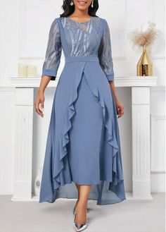 Color:Dusty Blue;Size:S;Size:M;Size:L;Size:XL;Size:XXL;Package Contents:1 X Dress;Occasion:Other;Style:Bohemian; Round Neck Dress, Short Sleeve Maxi Dresses, Round Neck Dresses, Embroidery Dress, Maxi Dress With Sleeves, Classy Dress, Mother Of The Bride Dresses, Dusty Blue, Guest Dresses