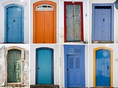 multiple doors with different colors on them in various styles and sizes, all showing the same color