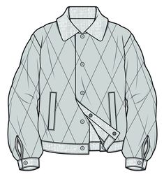 a drawing of a jacket with buttons on the front and back, in black and white