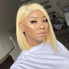 Hair Material: 10A 100% Virgin Human Hair, No Shedding, Tangle FreeHair Color: Blonde 613 ColorHair Grade: 10A Grade, Can be bleached and restyle, dyedHair Length:10inch - 16 inchTexture: Straight HairPart: Free PartLace Net: 13x4 Inch Swiss lace wig, HD Transparent ColorPack: 1 Piece Blonde Hair Straight Hair Short Bob Lace Front Wig 613 Blonde Bob, Short Lace Front Wigs, Ombre Blond, Blonde Bob Wig, Wigs Straight, Wig Styling, Straight Hair Bundles, Bob Lace Front Wigs, Human Wigs