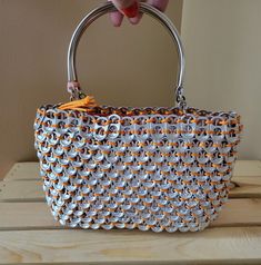 Pop Tab Small Hand Bag. Adorable little handbag. Lightly used. Clean Pop Tab Purse, Pop Tabs, Small Hands, Hand Bag, Bags Handbags, Shoe Accessories, Bag Lady, Purse, Women Accessories