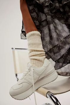 Cute Sneakers | Dressy + Casual Sneakers | Free People Platform New Balance, New Balance 574 Platform, Platform Sneakers Outfit, Girls High Heel Shoes, Platform Outfit, New Balance 574 Sneakers, Bowknot Shoes, Comfortable High Heels, Girls High Heels