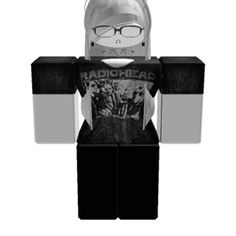 a lego figure wearing glasses and a t - shirt with the word radiohead on it