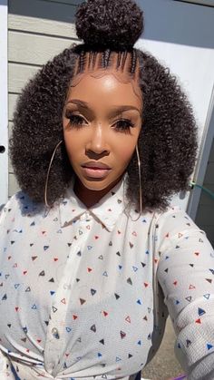 Half Braided Afro Hairstyles, Two Crown Braids Natural Hair, Braided Halo Hairstyles For Black Women, Half Cornrows Half Curly Weave Short, Natural Cornrows For Black Women, Natural Hair Crown Braid, Crossover Cornrows, Half Cornrows Half Curly Weave, Diy Hair Wig