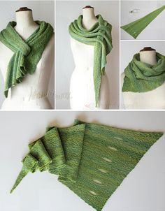 the instructions to make a scarf with yarn and buttons, including two rows of green fabric