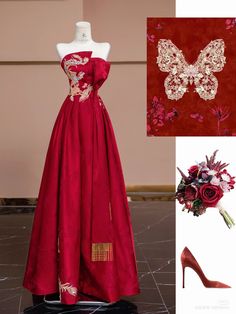 Luxury Traditional Red Dress, Red Gowns Elegant, Luxury Princess Style Red Dress, Red Gown Fantasy Aesthetic, Luxury Elegant Red Victorian Dress, Red Intricate Embroidery Evening Gown, Gowns Elegant, Red Gowns, Beauty Dress