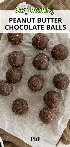 chocolate balls laid out with text "easy healthy peanut butter chocolate balls" Peanut Butter Chocolate Balls, Powder Peanut Butter, Peanut Butter Balls Recipe, Vegan Snack Recipes, Chocolate Balls, Vegan Snack, Butter Balls, Best Peanut Butter