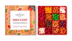 Experience 16 of our finest fragrances with our Create-a-Scent Cozy Collection. Perfect as a present or to treat yourself, these scents come housed in a vibrant, decorative box. We've also included a helpful Recipe Guide to get your creativity flowing and make the perfect blend. One ounce of each of theses 16 inviting aromas. https://scentchips.com/collections/create-a-scent-kits/products/create-a-scent%E2%84%A2-cozy-collection #homefragrance #waxmelts A Present, Luxury Fragrance, Business Idea, Food Guide, Treat Yourself, Home Fragrance, Wax Melts, Scents, Decorative Boxes