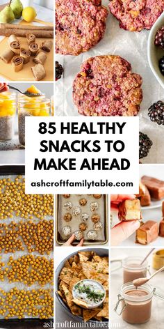 healthy snacks to make ahead with text overlay