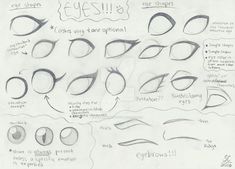 a drawing of different types of eye shapes and their corresponding features are shown in this image