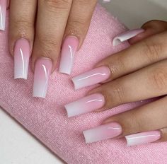 Milky Nails, Ombre Acrylic Nails, Girly Acrylic Nails, Simple Acrylic Nails, Pink Acrylic Nails, Square Acrylic Nails, Classy Nails, Fire Nails, Pretty Acrylic Nails