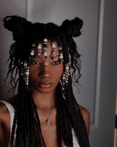 Yarn Braids Styles Black Women, Hair Beads Braids Boho, Black Alt Hairstyles, Goth Braids, Ocean Hairstyles, Unique Box Braids, Sailor Moon Hairstyle, Sparkle Braids, Blonde Hair With Purple Highlights