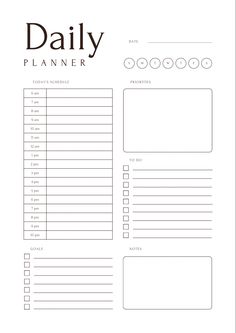 the daily planner is shown in black and white