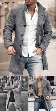 Casual Winter Coat, Mens Casual Suits, Blazer Outfits Men, Man Dressing Style, Fashion Geometric, Fashion Christmas, Fashion Male, Coat Style