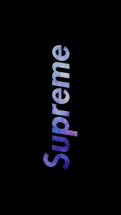 the words supreme are painted in purple and blue on a black background, with an image of