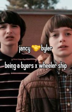 two young men standing next to each other with text that reads, fancy byer being a