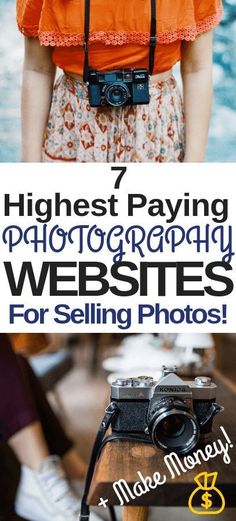 a woman in an orange top with the words highest paying photography website for selling photos