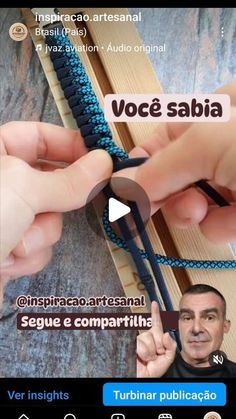 a person is making something out of yarn with scissors in their hands and the caption reads voce sabia