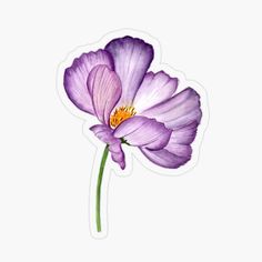 a purple flower on a white background sticker