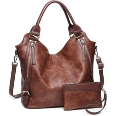 -Pu Leather -Quality Materia - High Quality Anti-Scratch Pu Leather Hobo Tote Womens Purse Handbag. -Distinctive Design: Zipper Closure ( Hardware Is Gold ) & Adjustable And Removable Shoulder Strap. -Dimension - 1.Tote Bag Size :Medium Size: 12"At Bottomrise To 17.5" At Top) X 12.5" X 5.3"(W X H X D),Large Size: 13.5"At Bottomrise To 19.8 "At Top) X 14.2" X 6"(W X H X D) 2.Wallet Clutch: 7.1" X 5"(W X H). Please Refer To The Size Before You Purchasing. Thanks For Your Kindly. -Bag Structure - 1 Purse Boutique, Men Handbags, Cheap Purses, Tote Bag Size, Fall Handbags, Popular Handbags, Handbags Affordable, Cheap Handbags, Brown Handbag