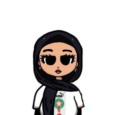 a cartoon character wearing a black scarf and white shirt