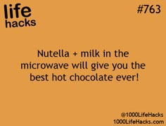 yummy! 1000 Lifehacks, Best Hot Chocolate, 1000 Life Hacks, Chocolate Nutella, Making Life Easier, Simple Life Hacks, Diy Life Hacks, Diy Life, Useful Life Hacks