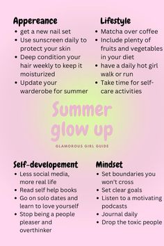 Follow this glow up routine to become the best version of yourself this summer!!🍓🎀🌊
// glow up tips, glow up checklist, glow up 2024, glow up routine, glow up checklist, glow up challenge, that girl wallpaper, vision board wallpaper, glow up wallpaper, self growth, self development, self care, glow up aesthetic, glow up plan, summer glow up 2024, summer glow up challenge, summer aesthetic, best self, that girl, how to become that girl// Summer Glow Up Challenge, Glow Up Wallpaper, Summer Glow Up Checklist, Summer Glow Up Tips, Glow Up Plan, Tips For Mental Health, Glow Up Routine, Self Care Bullet Journal