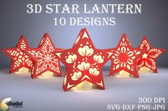 Lantern Template, Star Lantern, Christmas Lollipops, Star Lanterns, 3d Star, 3d Svg, Lantern Design, Candy Holder, Christmas Candy