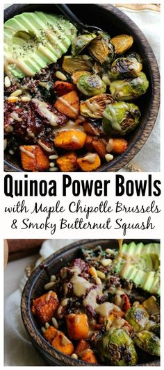 an image of quinoa power bowls with maple chipot brussels and brussel sprouts