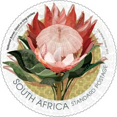 a stamp with an image of a large flower on it's front and side