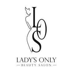 the logo for lady's only beauty salon, which is featured in black and white