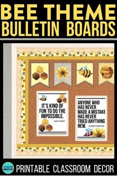 the bee theme bulletin board is shown