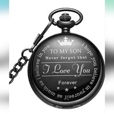 To My Son I Love You Forever Pocket Watch Black Vintage Pocket Watch, To My Son, I Love You Forever, Pocket Watches, Christmas Gifts For Men, Gifts For Brother, Watch Gifts, Love You Forever, Roman Numerals