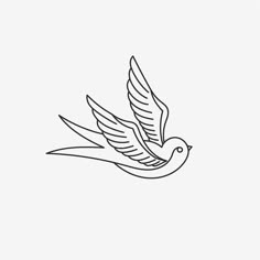 a black and white drawing of a bird flying