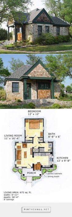 two story house plans with different levels and floor plans for each room in the house