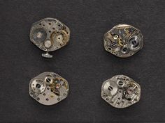 "Pictured is a terrific lot of 4 various vintage wristwatch movements circa 1930's - 1970's with exposed gears and Genuine Ruby jewels.   You will receive all 4 movements pictured.   Within this lot, are different styles of watch movements, which can include both wrist or pocket watch that can be either Swiss made or American made.   These fascinating beauties can be used for so many applications!   Ideal for your Steampunk clothing and jewelry designs.  Perfect for use in Steampunk earrings or Movement Pictures, Jeweled Picture, Ruby Jewel, Steampunk Earrings, Vintage Pocket Watch, Steampunk Clothing, Industrial Art, Rings Necklaces, Watch Movement