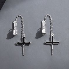 Make A Bold Style Statement With These Striking Cross Stud Earrings! Crafted For Comfort, You Can Wear Them All Day Without Any Bother. With This Versatile Design, You'll Be Sure To Find The Perfect Match For Any Outfit. Get Ready To Turn Some Heads! Perfect Gift: This Earrings Is A Great Gift For Man, Teen, Father, Brother, Friends... It Also Suitable For Birthday, Valentine’s Day, Anniversary, Wedding, Father‘s Day, Holiday, Christmas, Graduation, Or Any Special Occasions. Material: Alloy/Ster Streetwear Dangle Pierced Earrings, Streetwear Dangle Earrings, Single Silver Punk Earring, Single Metal Earring For Streetwear, Silver Punk Single Earring, Silver Punk Style Single Earring, Silver Punk Earrings For Pierced Ears, Punk Style Sterling Silver Plug Earrings, Punk Style Drop Plug Earrings For Gift