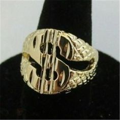 Size 8 Mens 14kt Gold Ep Dollar Sign $ Bling Hip Hop Designer Ring This Listing Is For A 14kt Gold Ep (Electroplated) Men's Dollar Sign $ Hip Hop Bling Designer Style Ring In A Size 9 It Is Diamond Cut For Added Sparkle. Zipper Jewelry, Hip Hop Bling, Hip Hop Rings, Dollar Sign, Men's Jewelry Rings, Mens Accessories Jewelry, Mens Gold, Designer Style, 14kt Gold