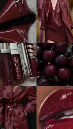 @ies2003 Dark Red Fashion Aesthetic, Cherry Color Outfit, Dark Feminine Colour Palette, Cherry Red Style, Cherry Red Accessories, Granate Aesthetic, Autumn Red Aesthetic, Merlot Aesthetic, Cherry Red Fashion